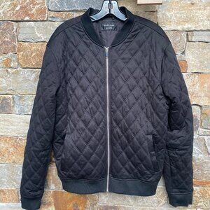 Zara Men's Black Quilted Bomber Jacket